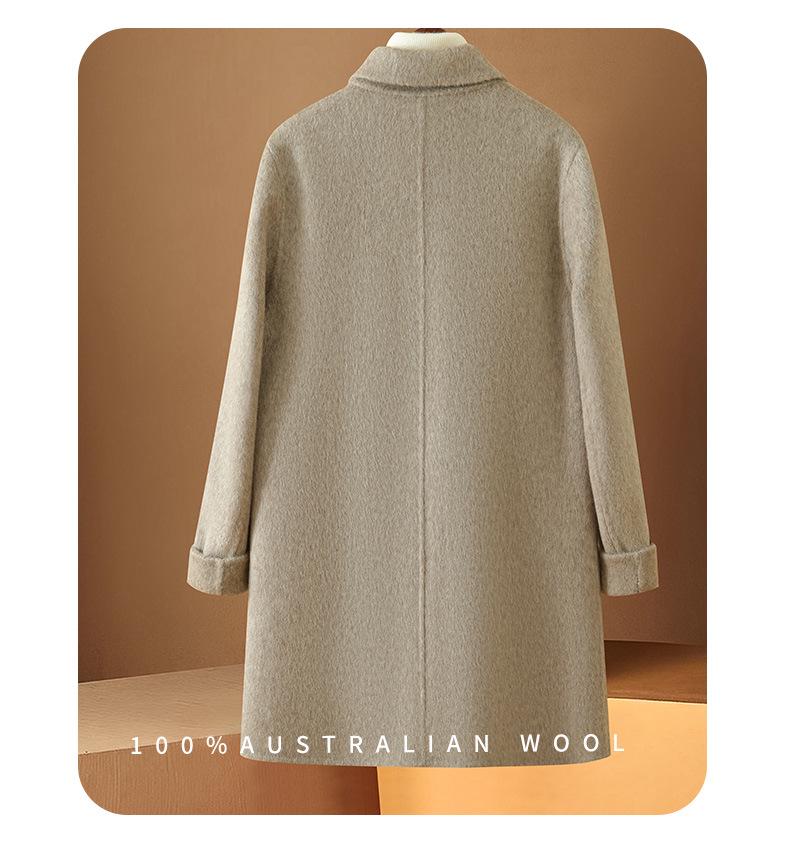 Elegant Double-Breasted Mid-Length Women's Wool Coat in Solid Color - Autumn/Winter Small Fragrance Style
