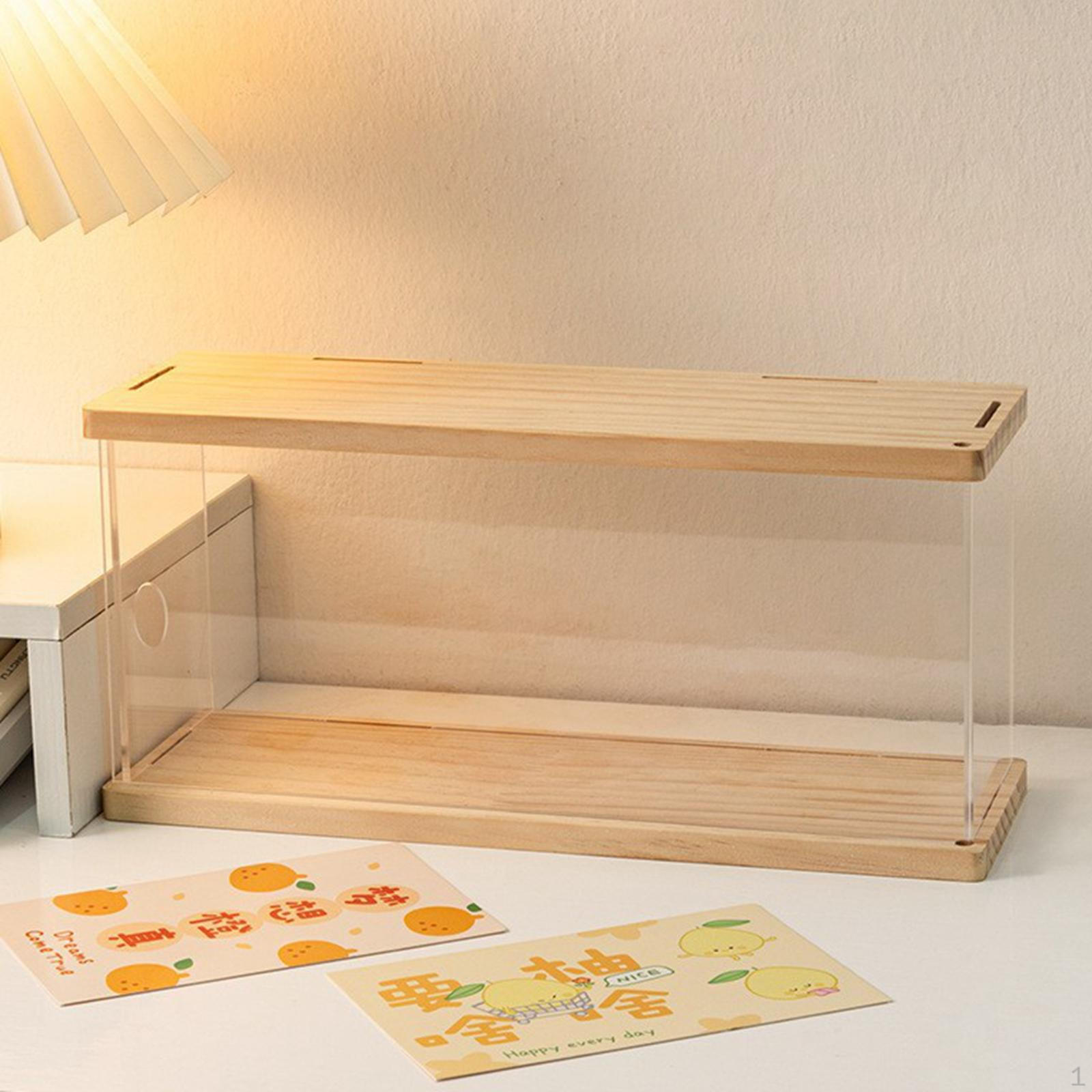 

Коробка для демонстрации фигурок на столешнице, 11,8x4x5,5 дюйма, универсальное деревянное основание и крышка для ювелирных изделий,