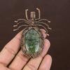 Natural Moss Prehnite Stone Handmade Copper Wire Wrap Spider Pendant 2.56" R6O56