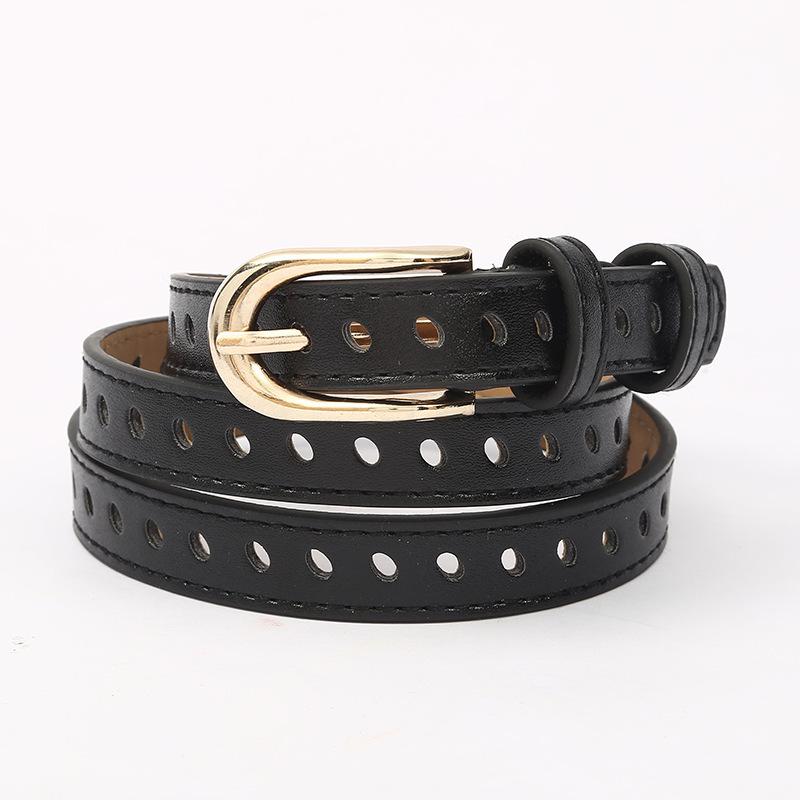 

Простой и универсальный женский ремень с полым декором, кожаный ремень, пряжка-штифт, весь ремень и отверстия 105cm