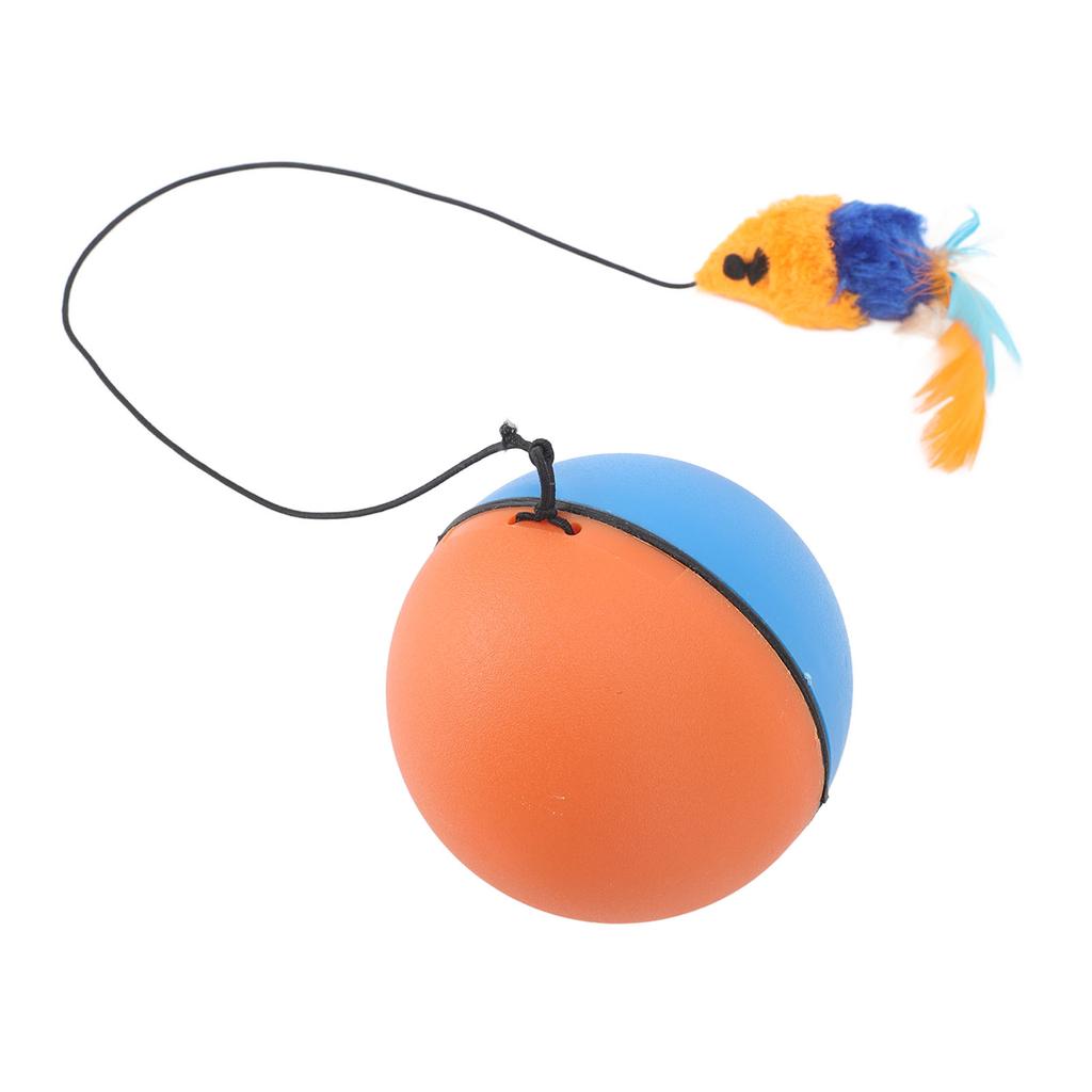 Cat Automatic Moving Ball with Plush Feather Pendant Intelligent Sensor Self Rotating Cat Toy Blue