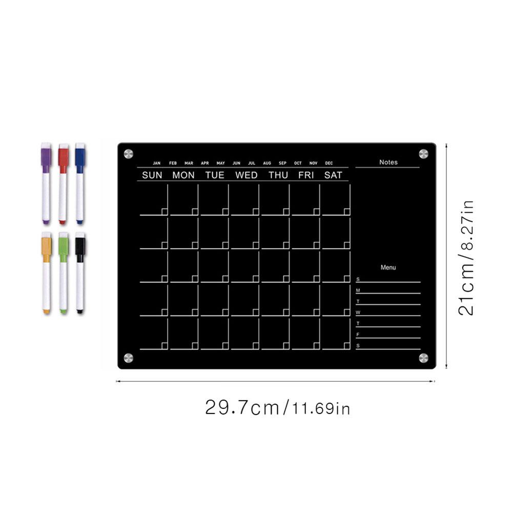 Black Fridge Magnet Calendar Board Sticker Weekly Planning Message Board Reusable Magnetic Schedule Sticker Plan Reminder