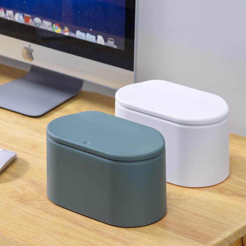Nordic Eco-Friendly Push-Top Desktop Trash Can with Lid for Living Room
