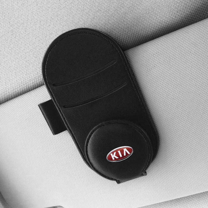 1pcs 2025 Fashion New Leather Car Glasses Clip Sun Visor Multi-function Sunglasses Clip For KIA Cerato Sportage R K2 K3 K5 Sorento Sportage R Rio Soul
