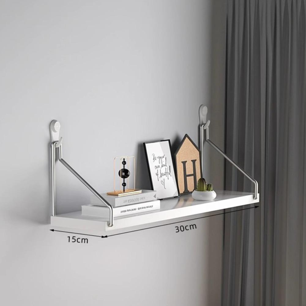 Wooden Material Wall Shelf Wall Mounted Hanging Organizers Storage Shelf No-Punch Design Bookshelf Living Room