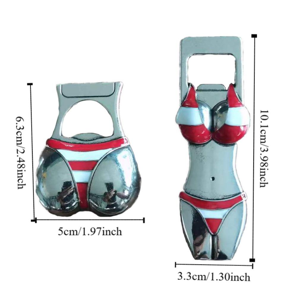 2Pcs/Set Bar Tools Funny Beer Bottle Opener Portable Bikini Sexy Design Handheld Opener Metal No Violation Bottle Openers Pub