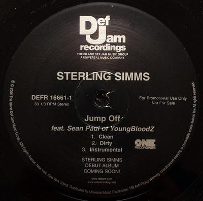 12inch Record STERLING SIMMS - Jump Off DEFR166611PROMO Def Jam Recordi 2006 US Rap & Hip-Hop/R&B Used