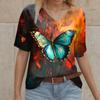 vintage women floral print t shirt short sleeve v neck tops comfortable t-shirts