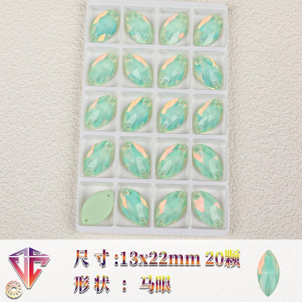 Neon Fluorescent Mocha Protein Horse Eye-Shaped Glass Hand Seam Drill, Flat Bottom Drill Double Hole Rhinestone Handmade Diy Accessories