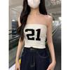 Kumikumi American Digital Print Knitted Tube Top Vest Women clothes Summer Slim fit Slimming Short Gyaru Top