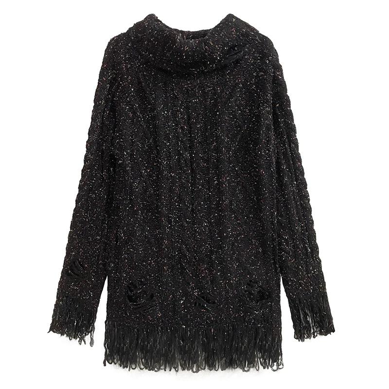 XITAO модные женские вязаные свитера с кисточками ZZ0087 One Size чёрный
