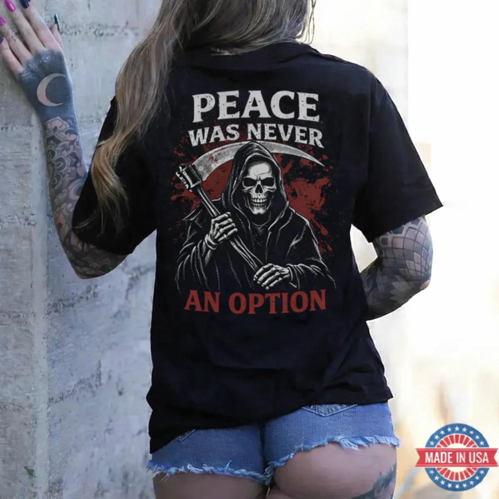 Grim Reaper Skull Graphic T-Shirt Gothic Dark Style Unisex Casual Tee S
