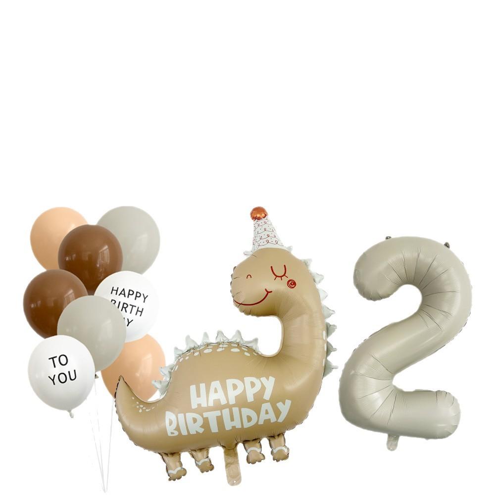 Vintage Dinosaur Grädde Digital Aluminiumfolie Ballongset Barnfödelsedagsballong Flagga Festscen Arrangemang