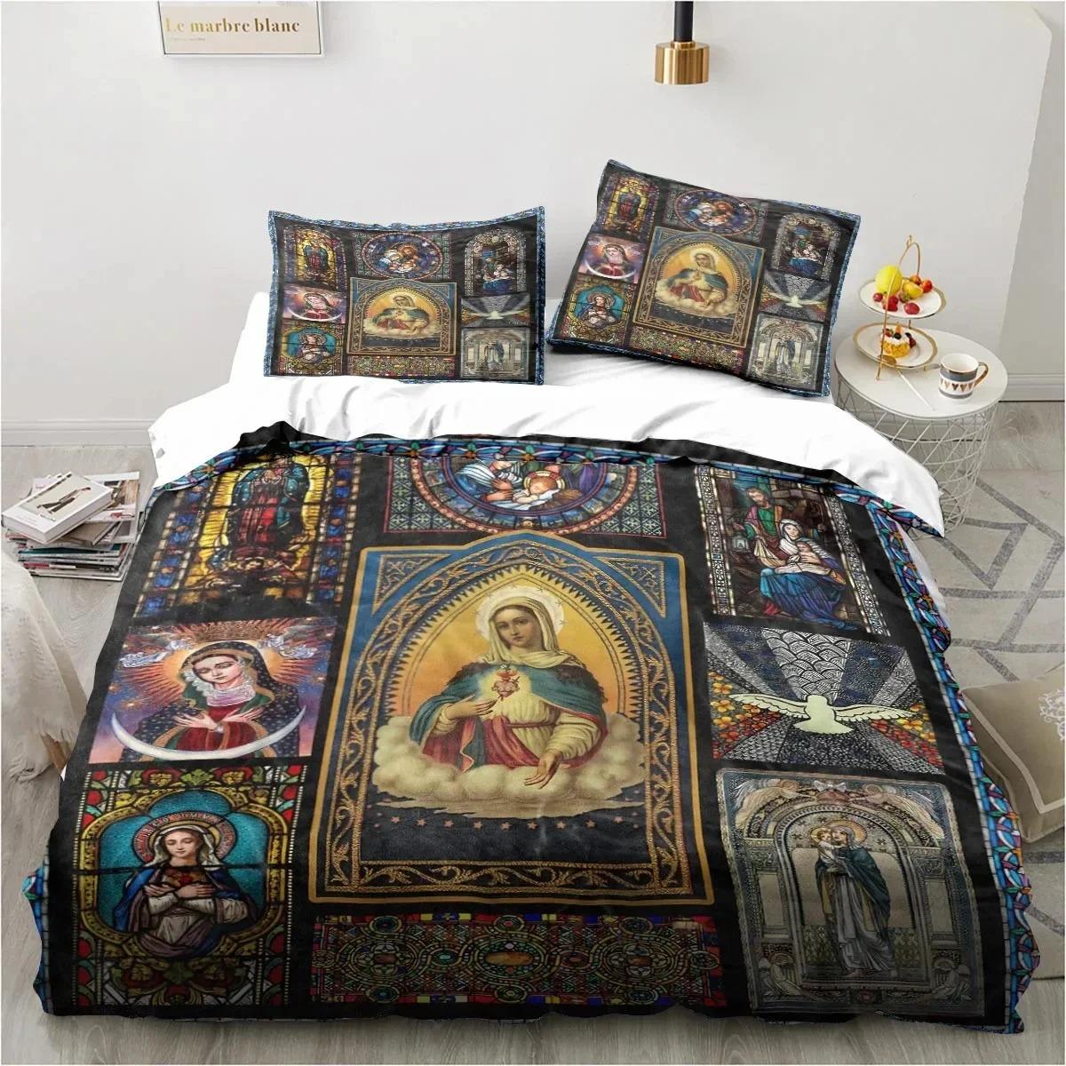 

Церква Ісуса Христа Мері Християнська Релігійна Постільна Приналежність Підодіяльник Постільний Комплект Підодіяльник Наволочка Підодіяльник king Queen Size 70x133cm 2pcs