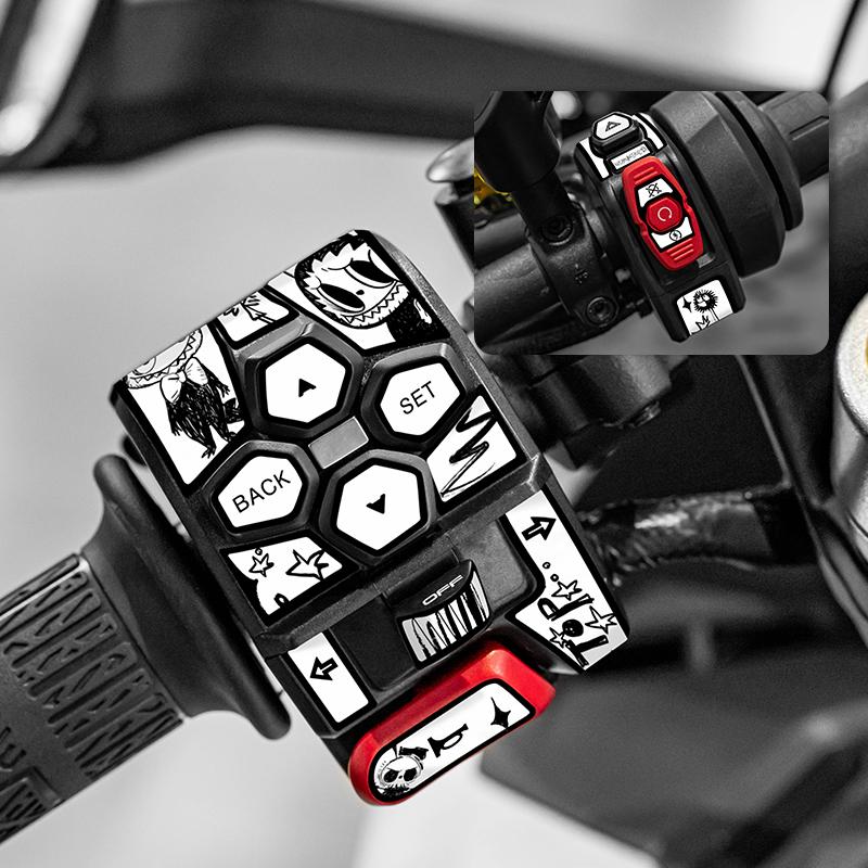 For 2023-2025 CFMOTO 450SRS Premium Button Sticker - Anti-Scratch UV-Resistant Residue-Free Motorcycle Key Decor Accessory