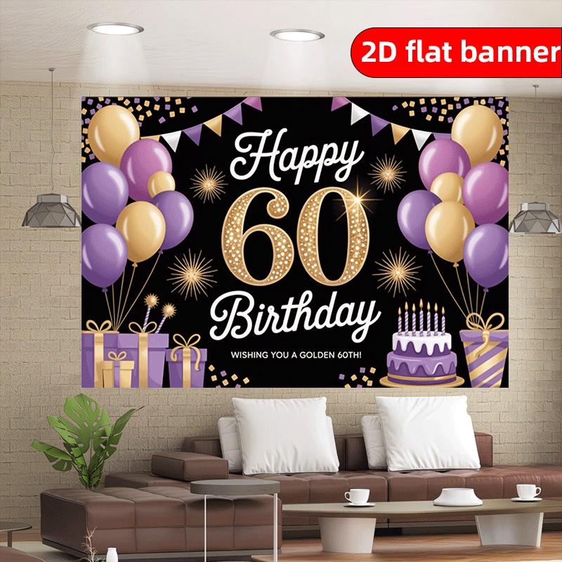 1pc 2D Flat Birthday Banner 'Happy Birthday' Fashionable Personality Decorative Exquisite Patterns for Holiday Party Decoration