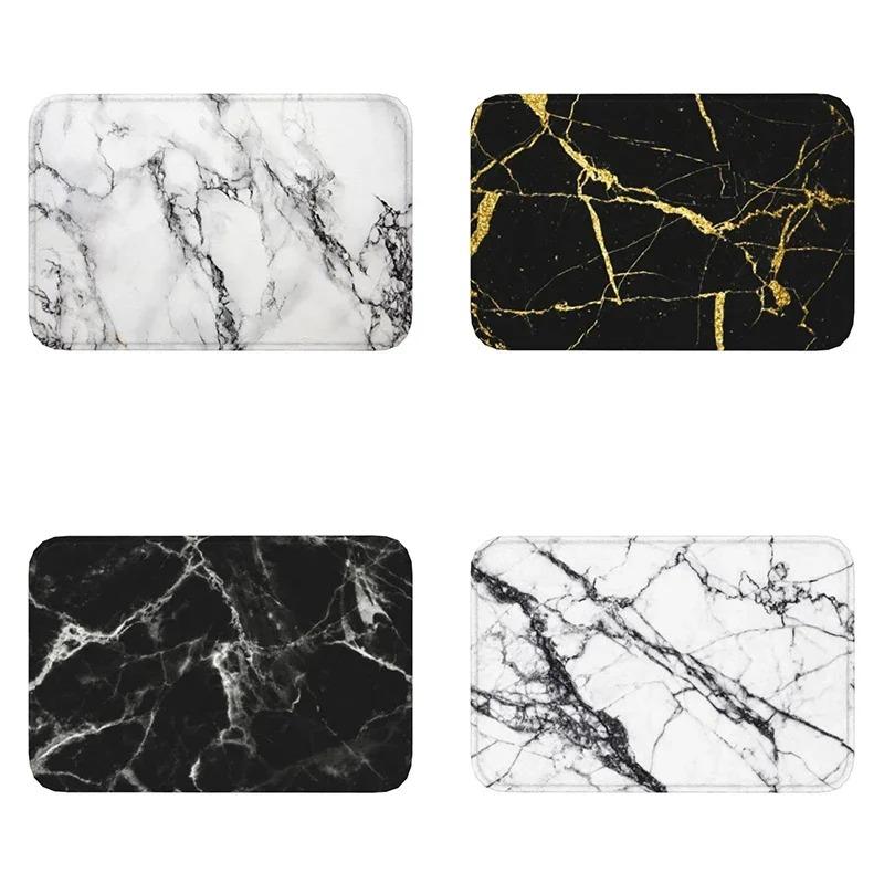 

Smoke Black Marble Door Mat Floor Non-slip Abstract Texture Bathroom Kitchen Rug Coffee Table Silicone Kitchen Accessories 20x30cm