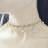 French Retro Gentle Literary Symphony Pearl Necklace, Niche High-End Sense, Simple And Exquisite Diamond-Encrusted Collarbone Chain For Women