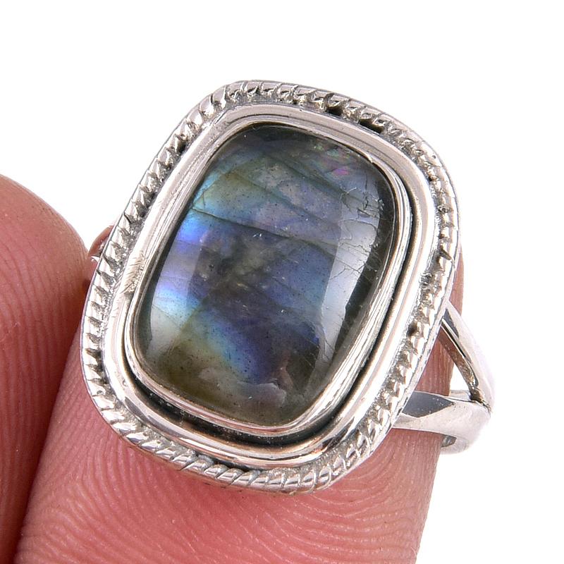 

Natural Labradorite Gemstone 925 Solid Sterling Silver Jewelry Ring S.6.5 i6z30