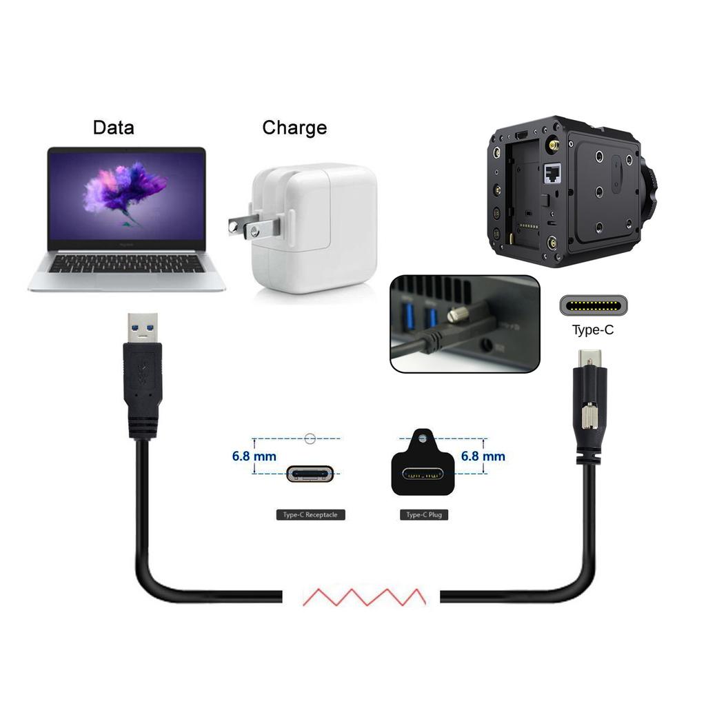 UC-045-2.0M 2m USB-A 3.0 Male to Type-C 3.1 Single Screw Locking Cable Data Cord (without Chip,M2 Screw)