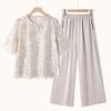 Elegant Two-Piece Summer Set for Moms 2026: Stylish Tummy-Covering Lace Outfit for Middle-Aged Women
