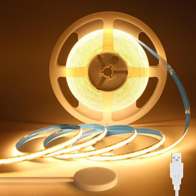 Bande LED COB USB à intensité variable 5 V, éclairage sous meuble, pénétrable, miroir en bois, balayage manuel, interrupteur tactile, éclairage de cuisine à monter soi-même
