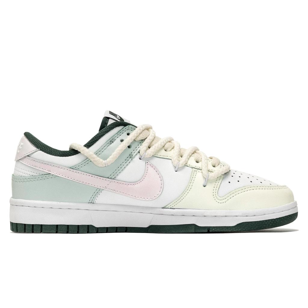 Nike Chaussures de Skateboard Dunk Résistantes à l'Abrasion Basse Unisexes Rose Vert DD1391-101(Équipe1235-)