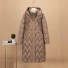 Europe beautiful woman autumn and winter light and thin long knee slim cotton clothes can be removed sleeves two wear hooded casual commuter jacket