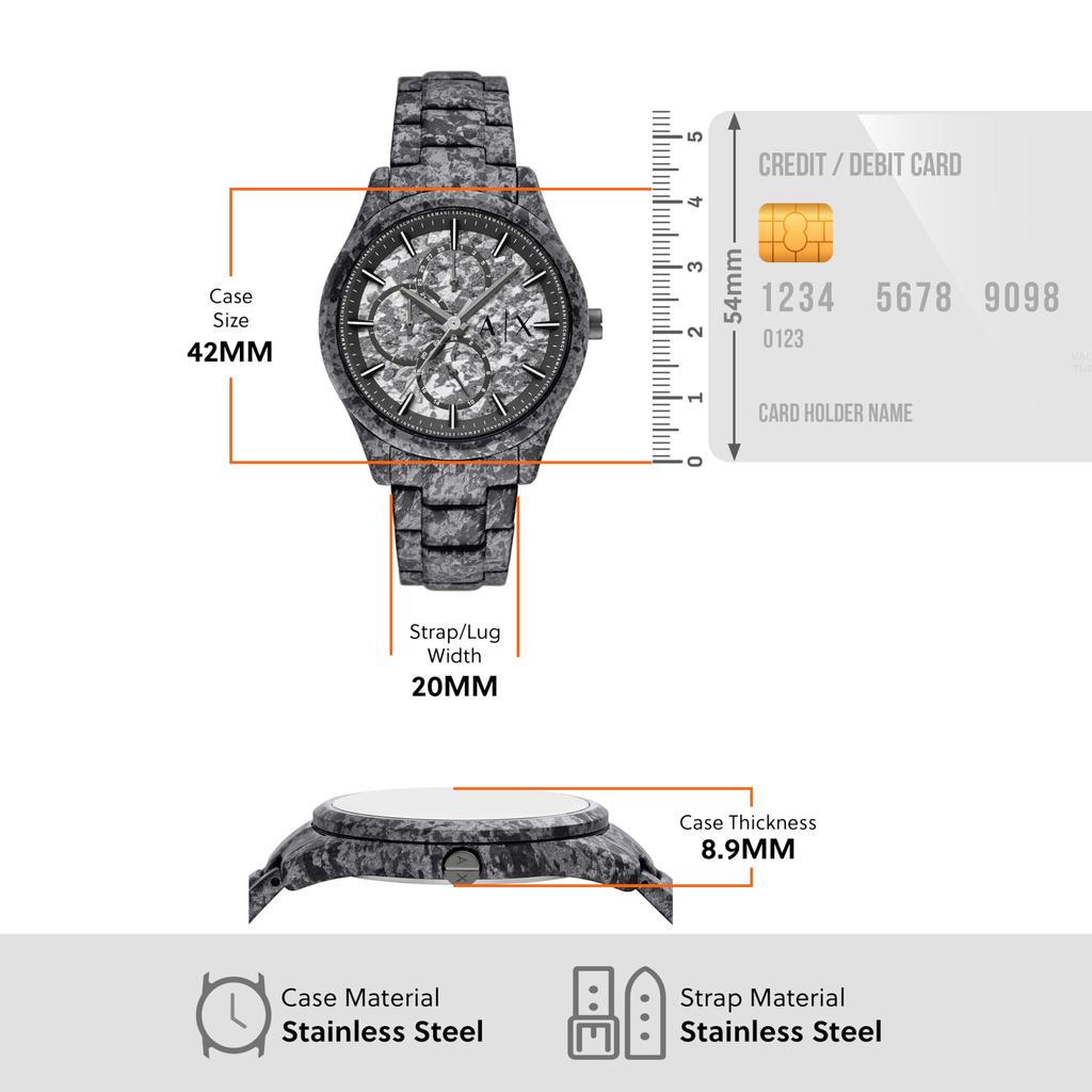 Armani Exchange Multifunction Gunmetal Stainless Steel AX1885 Men's Watch,