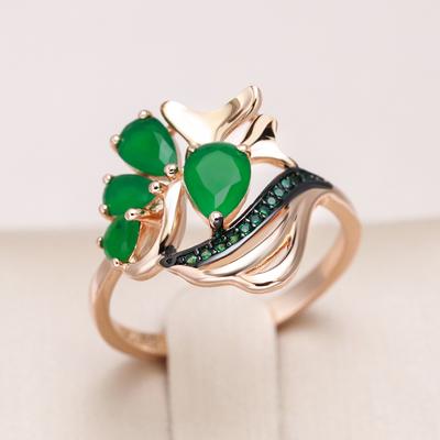 Luxury Dark Green Opal Zircon Rings For Women Vintage Black Plating  Rose Gold Color Wedding Rings Fine Daily Jewelry