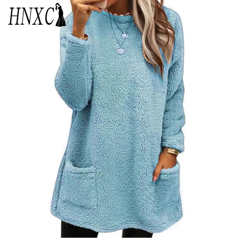 HNXC Dámská móda Ležérní Jednobarevný potisk Podzim Zima Dlouhý rukáv Volné svetry do O s výstřihem