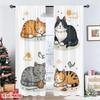 Set Of 2 Flat Printing Curtain Cute Cat Illustration Digital Printed Polyester Drapes All Season Party Holiday Decor