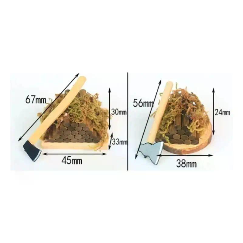 1 Set Mini Axe Firewood Pile Model Kids Pretend Toys DIY Dollhouse Kitchen Toy Miniature Outdoor Garden Scene Decor