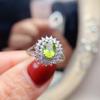 Anel de Peridoto Natural em Prata Esterlina 925 com Design de Duplo Halo - Elegante e Versátil Mais Vendido