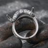 1 Retro Punk Skull Ram Head Ring - Unisex Hip-Hop Style with Motorcycle Elements, Adjustable Open Design, Skull Decorative Ring