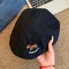 Japanese Style Cartoon Forward Hat Short Brim Painter Hat Puppy Embroidery Berets Cap  Outdoor