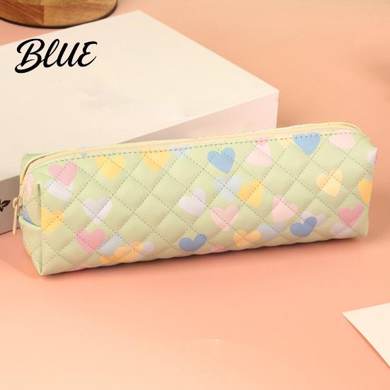 Cute Pen Organizer Heart Print Pencil Case Minimalist Square Pouch
