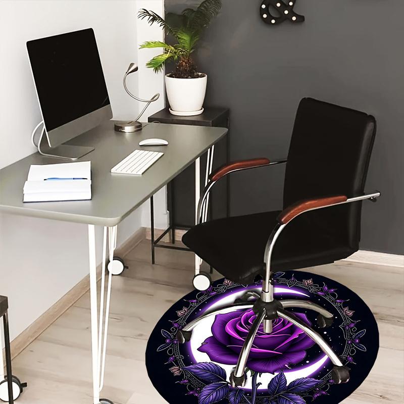 

1pc Purple Rose Crescent Moon Wreath Round carpet, Perfect for Decorating Chairs, Living Rooms, Or Bedrooms, for Living Room.108 80cm by 80cm