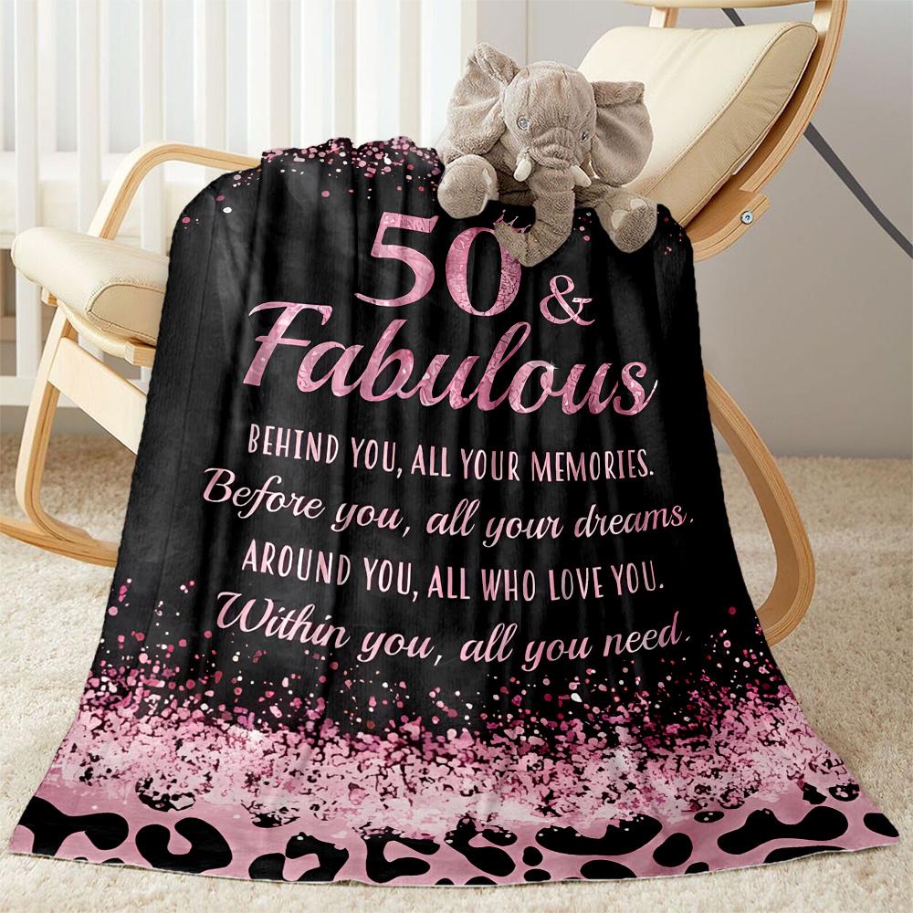 1pc Golden 50th Celebration blanket Soft and Warm for Sofa Office Camping Travel Livingroom Great Gift for Friends and Family Comfortable All Seasons