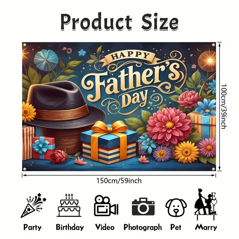 2D Blumen & Geschenk Vatertag Kulisse Retro Hut Thema Fotografie Hintergrund Banner