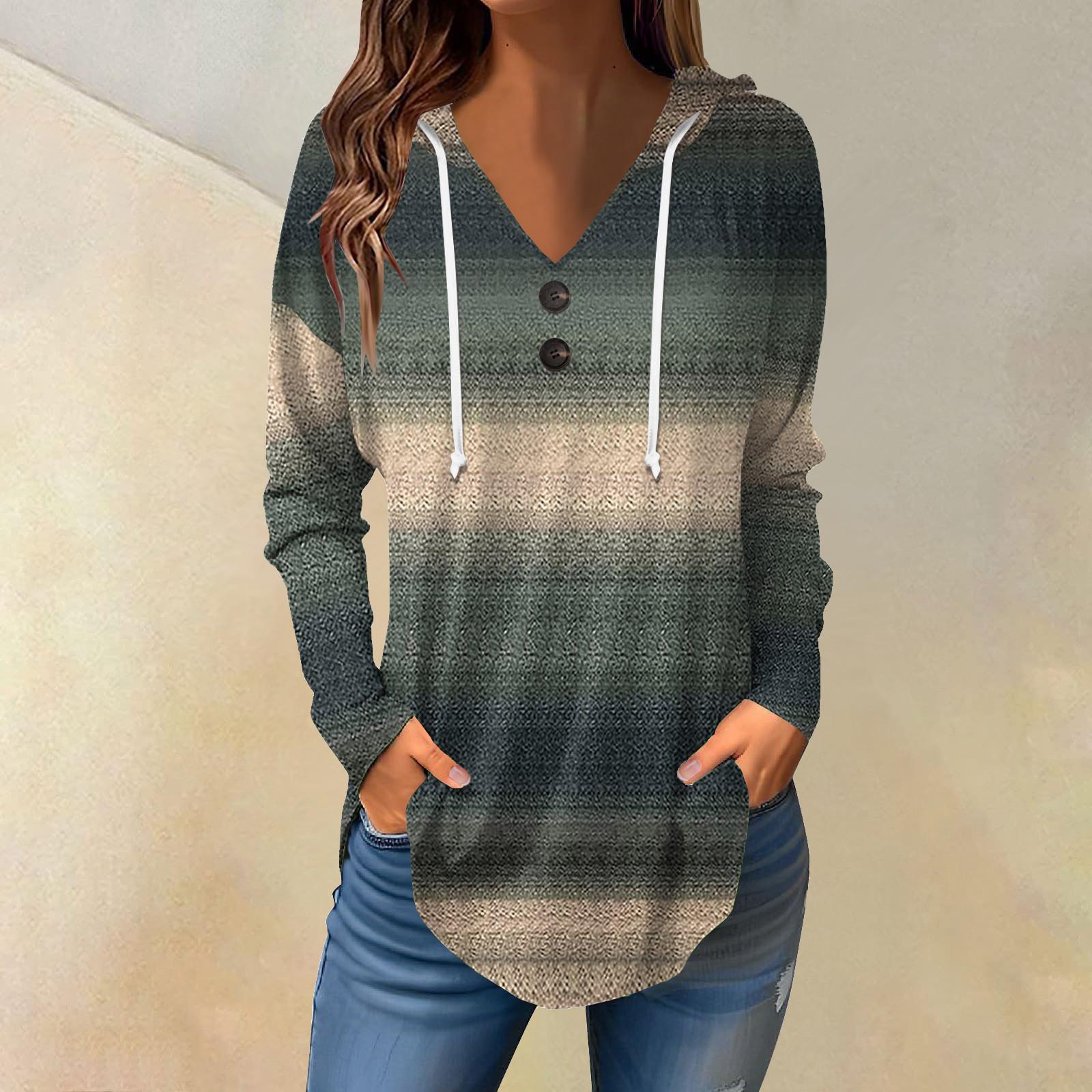 Женские повседневные модные однотонные толстовки с капюшоном на пуговицах и длинными — фото 6