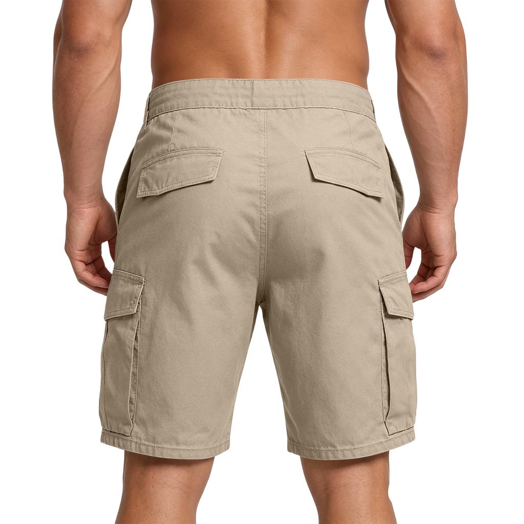 Men Casual Loose Fit Multi Pocket Cargo Shorts with Button Closure Belt Loops and Functional Side Pockets for Outdoor and Everyday Use