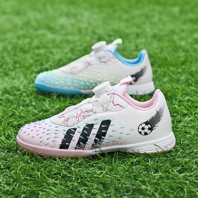 2024 new rotating button children's football shoes girls primary school boys game tf broken nails girls training shoes