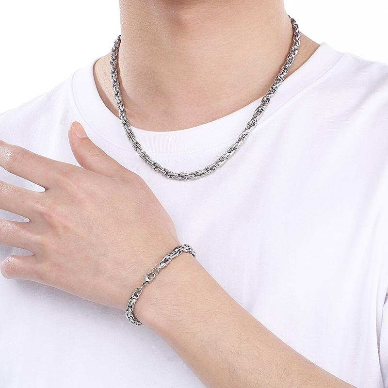 KALEN Stainless Steel Twisted Chain Bracelet For Women Men Rock Thick Patterned Loop Necklace Gold Color Trend Jewelry Gift