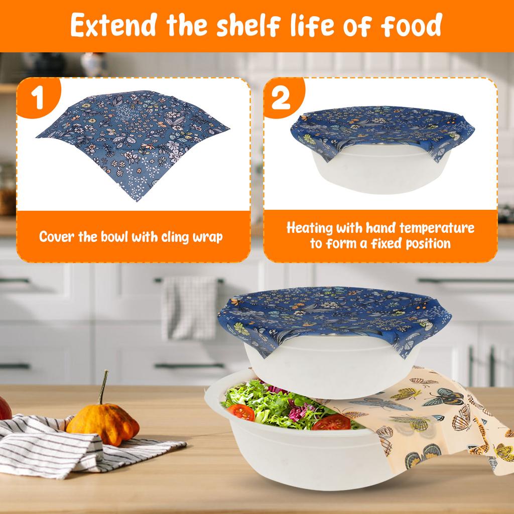 11 Pcs Beeswax Food Wrap Set Reusable Environmental Organic Cotton Bread Sandwich Cheese Fruit Wraps Food Bowl Covers