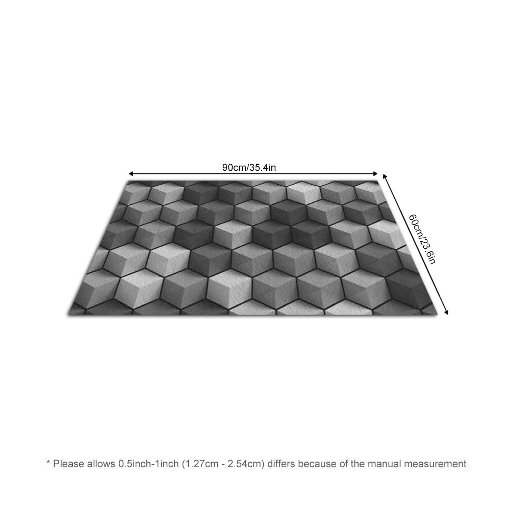 Tuniu Geometric Hexagon Gray Non-Slip Rug for Living Room Bedroom Kitchen Floor Mat