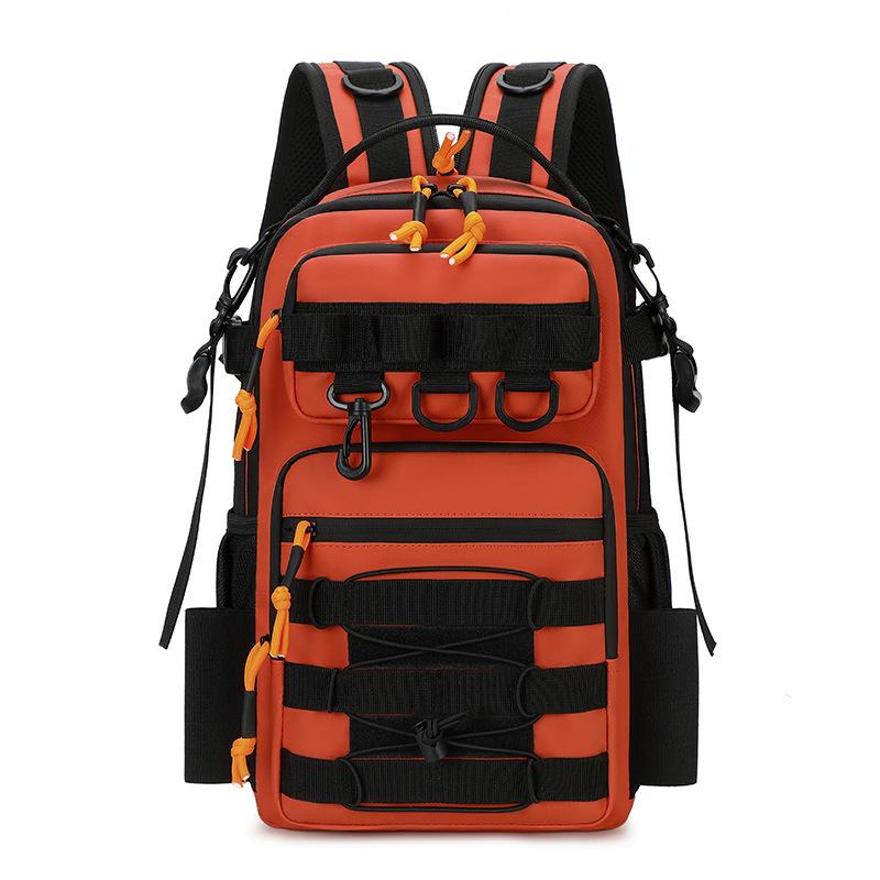 Leurre de pêche Sac à dos de camping Sac de sport d'extérieur Sac de randonnée Sac à leurres Molle avec porte-canne à pêche pour hommes Sac de voyage d'escalade orange