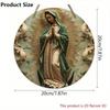 Vintage Guadalupe Woman Metal Wall Art Round Sign Home Decor