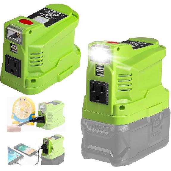 150W Power Supply Inverter for Ryobi 18V, TEPULAS DC 18V To AC 120V Power Inverter Generator, Power Source USB Phone Charger Adapter for Ryobi w/AC