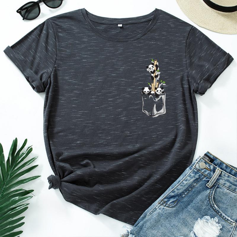 

Летняя хлопковая свободная футболка с круглым вырезом, женская с коротким рукавом, повседневная футболка больших размеров, женские топы, модная однотонная простая футболка с принтом 24493 5XL серый